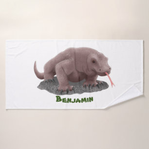Komodo dragon illustration bath towel set