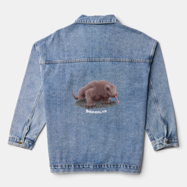 Komodo dragon illustration denim jacket (Back)