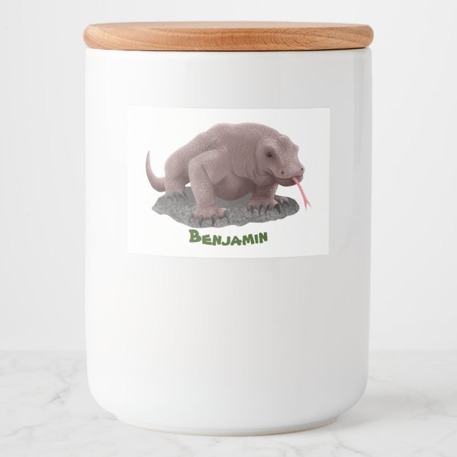 Komodo dragon illustration  food label (Front)