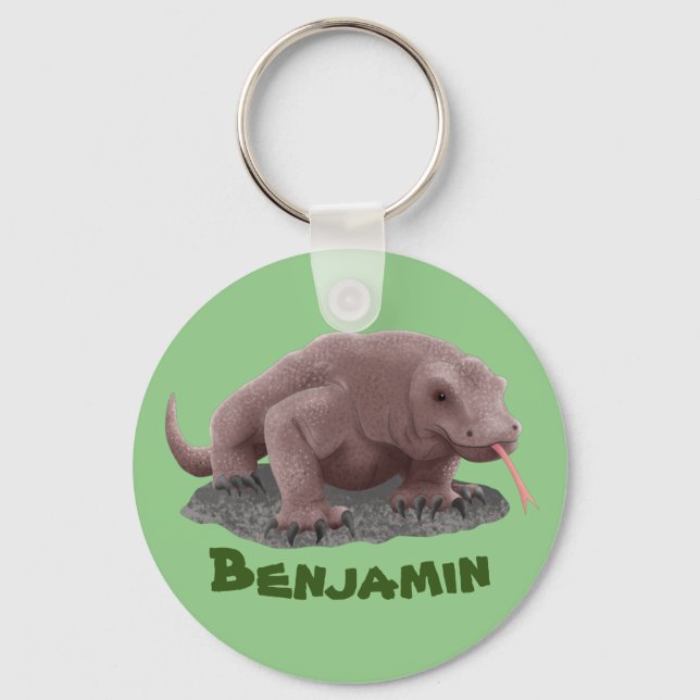 Komodo dragon illustration keychain (Front)