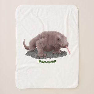 Komodo dragon illustration sherpa blanket