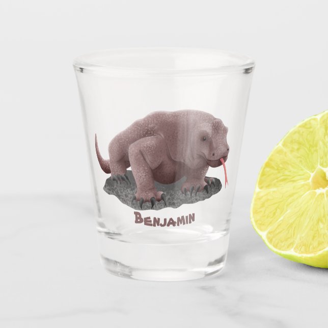 Komodo dragon illustration shot glass (Front)