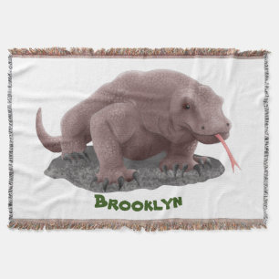 Komodo dragon illustration throw blanket
