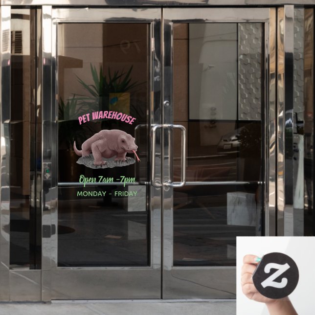 Komodo dragon illustration window cling (Office Door)