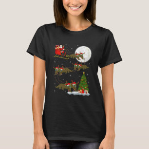 Komodo Dragon Santa Sleigh Flying Funny Magical Ch T-Shirt