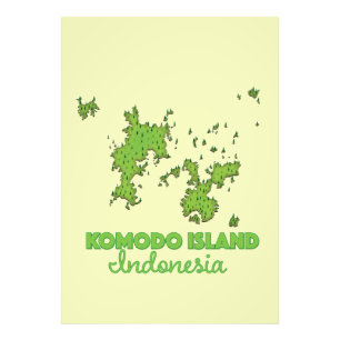 Komodo island Indonesia Map Photo Print