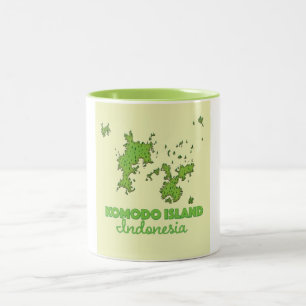 Komodo island Indonesia Map Two-Tone Coffee Mug