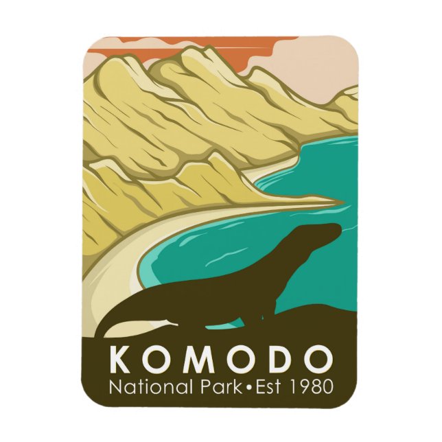 Komodo National Park Indonesia Vintage  Magnet (Vertical)