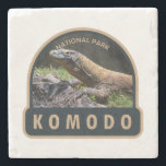 Komodo National Park Indonesia Vintage Stone Coaster<br><div class="desc">Komodo vector artwork design. The park is a national park in Indonesia located within the Lesser Sunda Islands in the border region between the provinces of East Nusa Tenggara and West Nusa Tenggara.</div>
