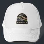 Komodo National Park Indonesia Vintage Trucker Hat<br><div class="desc">Komodo vector artwork design. The park is a national park in Indonesia located within the Lesser Sunda Islands in the border region between the provinces of East Nusa Tenggara and West Nusa Tenggara.</div>
