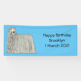 Komondor dog cartoon illustration banner