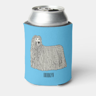 Komondor dog cartoon illustration can cooler