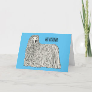 Komondor dog cartoon illustration  card