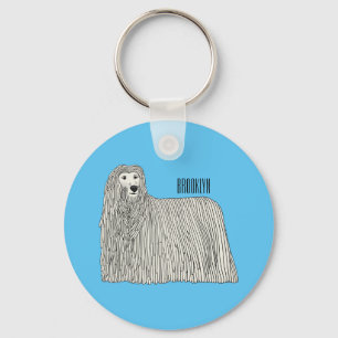 Komondor dog cartoon illustration keychain