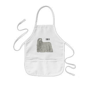 Komondor dog cartoon illustration kids apron