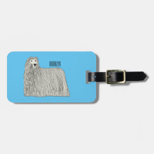 Komondor dog cartoon illustration luggage tag