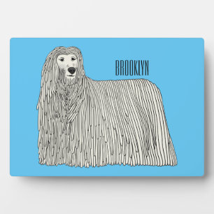 Komondor dog cartoon illustration plaque