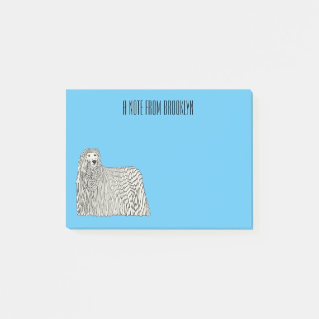 Komondor dog cartoon illustration  post-it notes (Front)