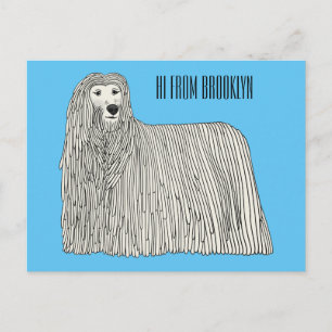 Komondor dog cartoon illustration  postcard