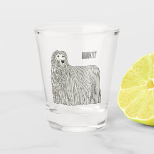 Komondor dog cartoon illustration  shot glass