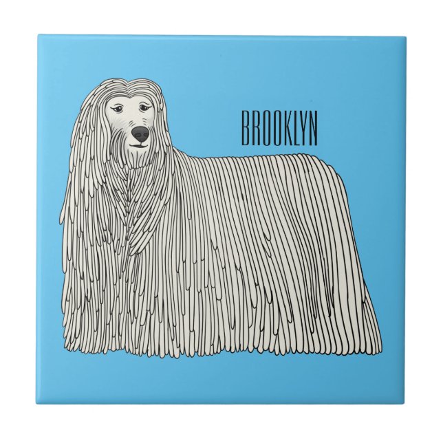 Komondor dog cartoon tile (Front)