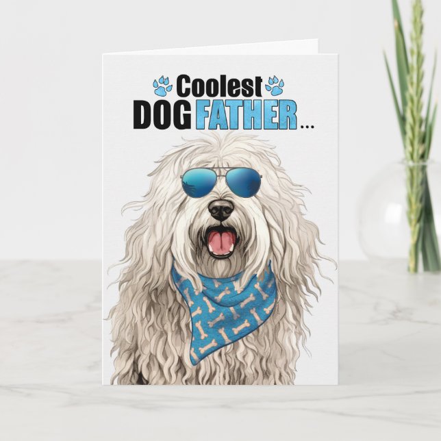 Komondor Dog Coolest Dad Ever Father's Day Holiday Card (Front)