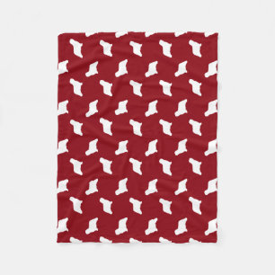Komondor Dog Silhouettes Pattern Red and White Fleece Blanket