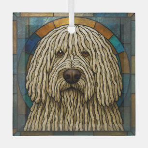 Komondor Dog "Stained Glass" Glass Ornament