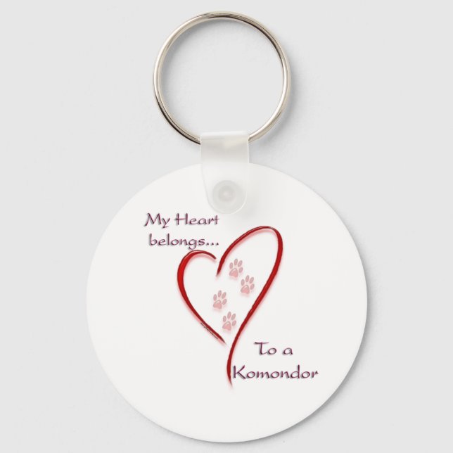 Komondor Heart Belongs Keychain (Front)