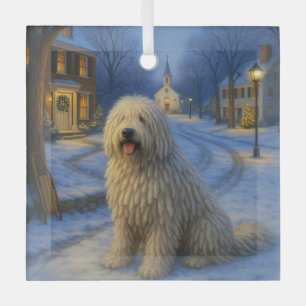 Komondor Holiday Glass Ornament