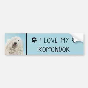 Komondor Painting - Cute Original Dog Art Bumper Sticker
