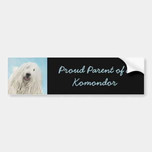 Komondor Painting - Cute Original Dog Art Bumper Sticker
