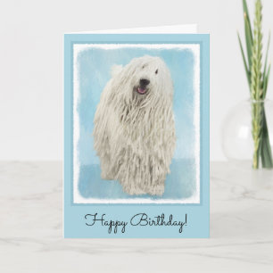 Komondor Painting - Cute Original Dog Art Card
