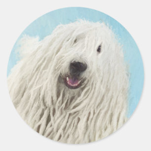 Komondor Painting - Cute Original Dog Art Classic Round Sticker