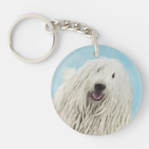 Komondor Painting - Cute Original Dog Art Keychain