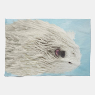 Komondor Painting - Cute Original Dog Art Kitchen Towel