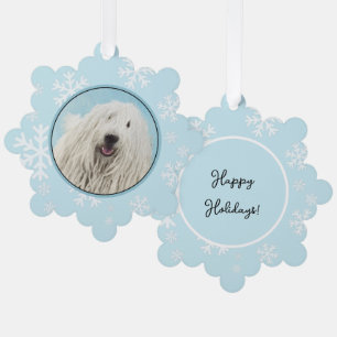 Komondor Painting - Cute Original Dog Art Ornament Card