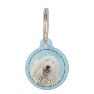 Komondor Painting - Cute Original Dog Art Pet Tag