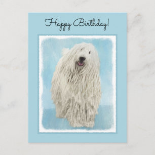 Komondor Painting - Cute Original Dog Art Postcard