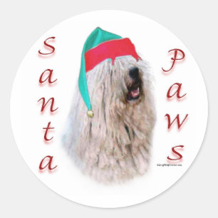 Komondor Santa Paws Classic Round Sticker
