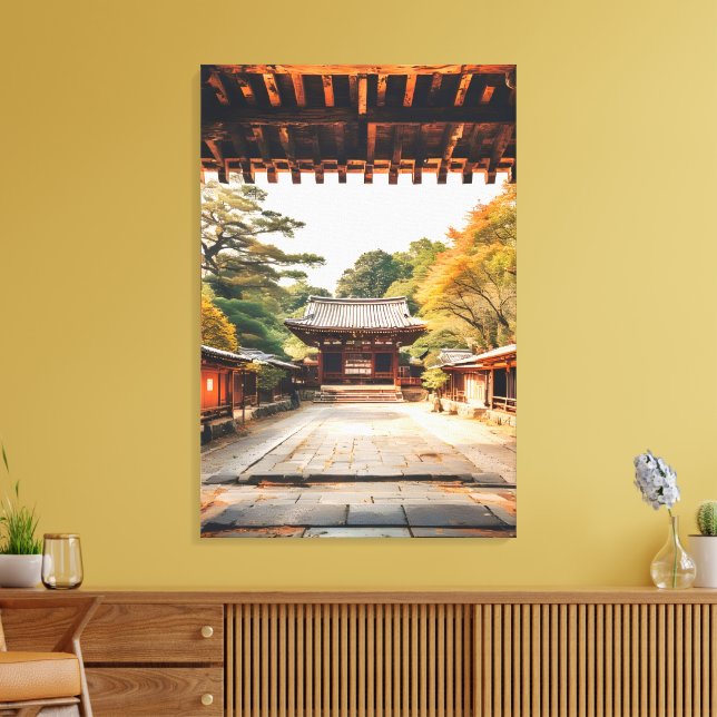 Komorebi - The Sun-Drenched Temple Canvas Print (Insitu(LivingRoom))