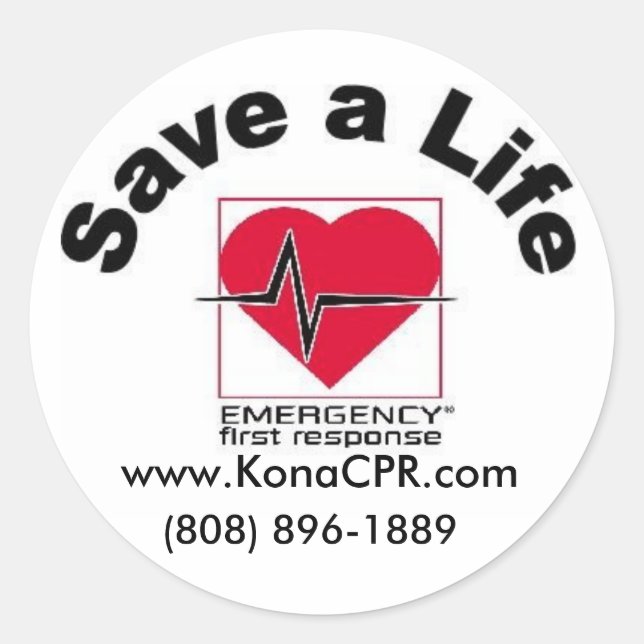 Kona CPR's Save a Life Sticker (Front)
