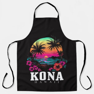 Kona Hawaii Hawaiian Hibiscus Flowers Surfer Apron
