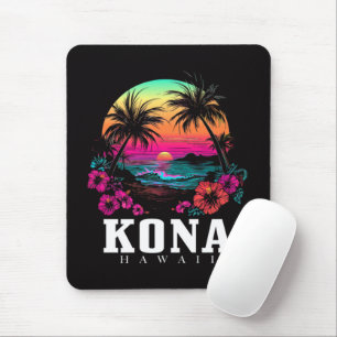 Kona Hawaii Hawaiian Hibiscus Flowers Surfer Mouse Pad