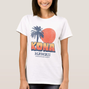 Kona Hawaii Retro Sunset Palm Tree Cute Hawaiian B T-Shirt