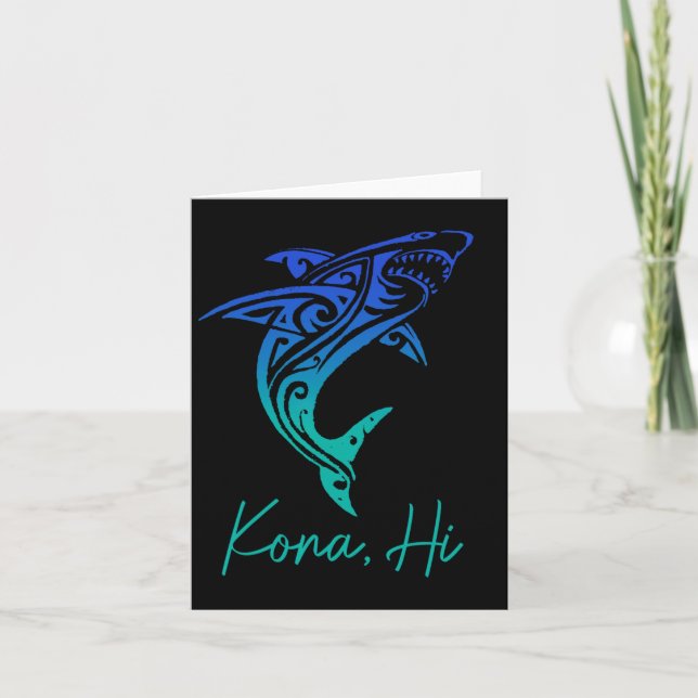 Kona Hawaii Shark Diving Fishing Surfing Surfer Ha Card (Front)
