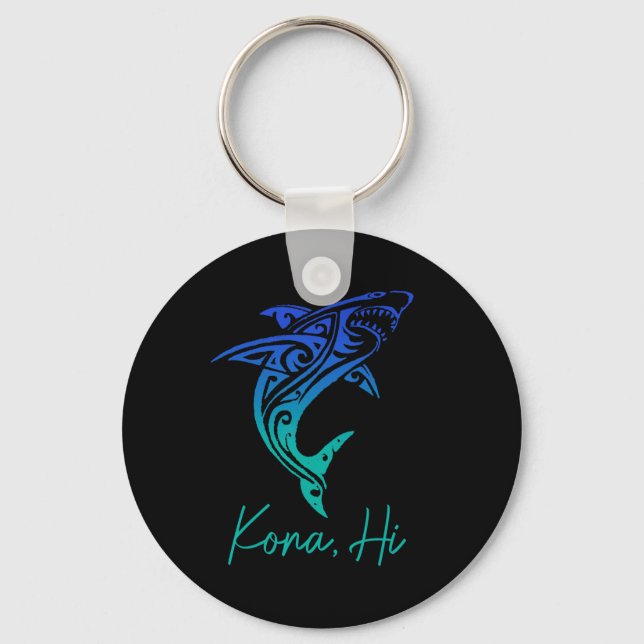 Kona Hawaii Shark Diving Fishing Surfing Surfer Ha Keychain (Front)