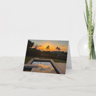 Kona Hawaii Sunset Mauna Kea Palm Tree Greeting  Thank You Card