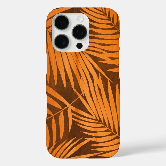 Kona Palms Hawaiian Leaf Faux Wood Koa Amber Case-Mate iPhone Case (Back)