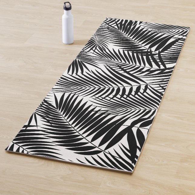 Kona Palms Hawaiian Leaf Tropical - Black Yoga Mat (In Situ)